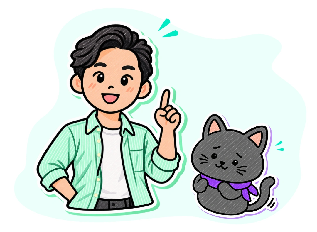 導師與小貓插畫